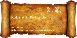 Kubinyi Melinda névjegykártya